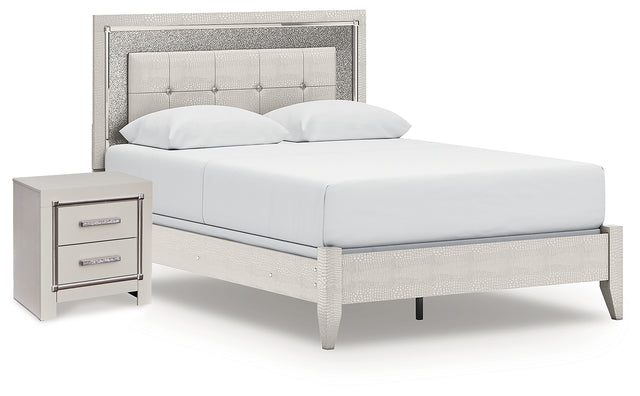 Furniture City Houma - Ashley Furniture - Zyniden Queen Panel Bed and Nightstand - Queen Panel Bed and Nightstand / Silver - B2114B23