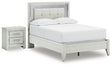 Furniture City Houma - Ashley Furniture - Zyniden Full Upholstered Panel Bed and Nightstand - Full Upholstered Panel Bed and Nightstand / Silver - B2114B22
