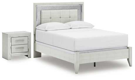 Zyniden Full Upholstered Panel Bed and Nightstand