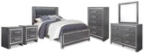 Furniture City Houma - Ashley Furniture - Lodanna Queen Panel Bed - Queen Panel Bed, Dresser, Mirror, Chest and 2 Nightstands / Gray - B214B49