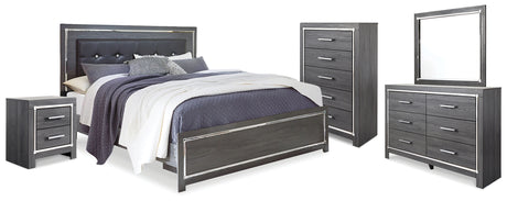 Furniture City Houma - Ashley Furniture - Lodanna King Upholstered Panel Bed, Dresser, Mirror, Chest and Nightstand - King Upholstered Panel Bed, Dresser, Mirror, Chest and Nightstand - B214B26