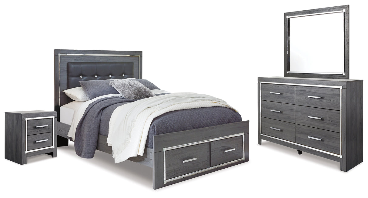 Furniture City Houma - Ashley Furniture - Lodanna Queen Panel Storage Bed with Mirrored Dresser and Nightstand - Queen Panel Storage Bed with Mirrored Dresser and Nightstand - B214B16