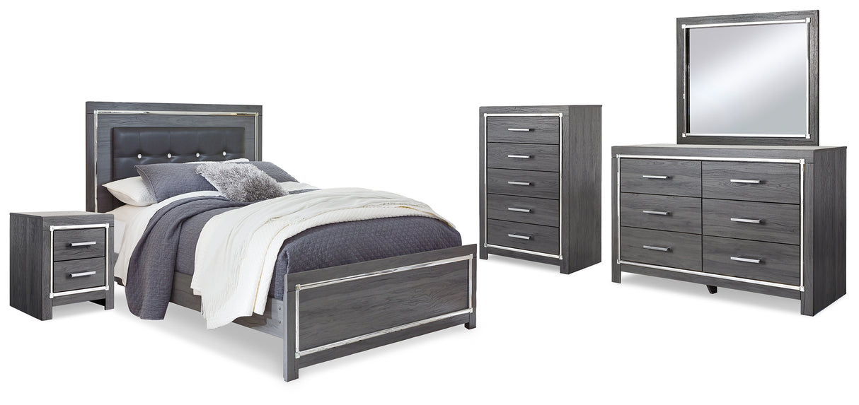 Furniture City Houma - Ashley Furniture - Lodanna Queen Panel Bed - Queen Panel Bed, Dresser, Mirror, Chest and Nightstand / Gray - B214B39