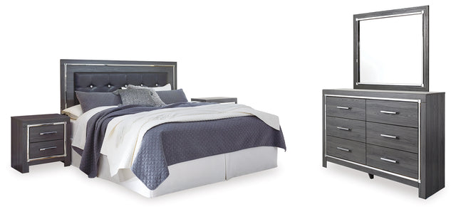 Furniture City Houma - Ashley Furniture - Lodanna King/Cal King Panel Headboard, Dresser, Mirror and 2 Nightstands - King/Cal King Panel Headboard, Dresser, Mirror and 2 Nightstands / Gray - B214B33