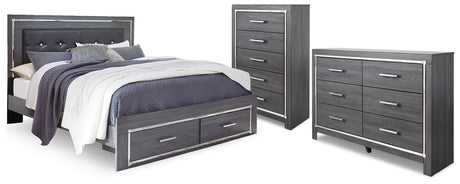 Furniture City Houma - Ashley Furniture - Lodanna King Storage Bed, Dresser and Chest - King Storage Bed, Dresser and Chest / Gray - B214B57