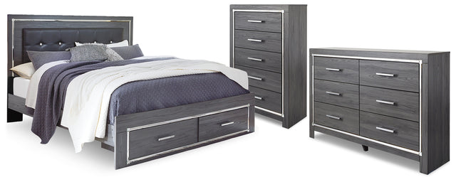 Furniture City Houma - Ashley Furniture - Lodanna King Storage Bed, Dresser and Chest - King Storage Bed, Dresser and Chest / Gray - B214B57