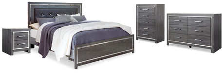Furniture City Houma - Ashley Furniture - Lodanna King Upholstered Panel Bed, Dresser, Chest and 2 Nightstands - King Upholstered Panel Bed, Dresser, Chest and 2 Nightstands - B214B43
