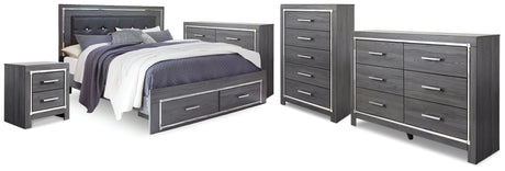 Furniture City Houma - Ashley Furniture - Lodanna King Storage Bed, 2 Dressers, Cheat and Nightstand - King Storage Bed, 2 Dressers, Cheat and Nightstand - B214B50