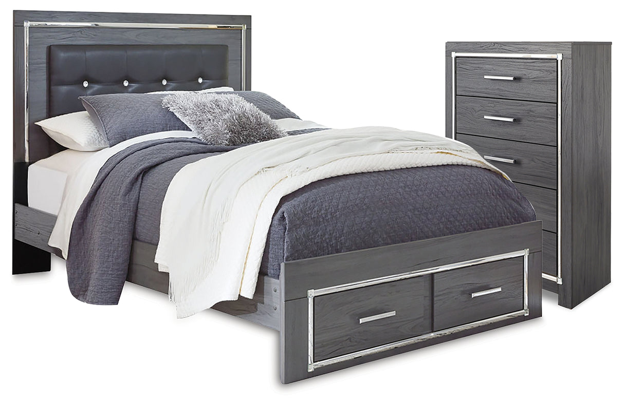 Furniture City Houma - Ashley Furniture - Lodanna Queen Panel Storage Bed and Chest - Queen Panel Storage Bed and Chest / Gray - B214B55