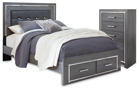Furniture City Houma - Ashley Furniture - Lodanna Queen Panel Storage Bed and Chest - Queen Panel Storage Bed and Chest / Gray - B214B55