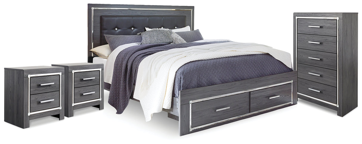 Furniture City Houma - Ashley Furniture - Lodanna King Storage Bed, Chest and 2 Nightstands - King Storage Bed, Chest and 2 Nightstands - B214B47