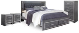 Furniture City Houma - Ashley Furniture - Lodanna King Panel Storage Bed, Chest and 2 Nightstands - King Panel Storage Bed, Chest and 2 Nightstands - B214B60