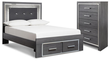 Furniture City Houma - Ashley Furniture - Lodanna Full Upholstered Panel Storage Bed and Chest - Full Upholstered Panel Storage Bed and Chest - B214B62