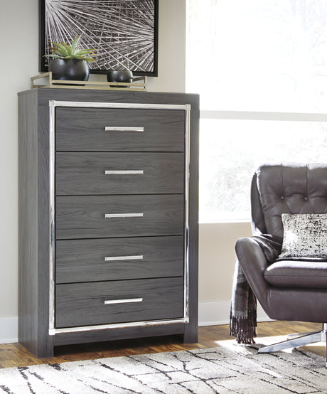 Furniture City Houma - Ashley Furniture - Lodanna Chest of Drawers - Five Drawer Chest / Gray - B214-46