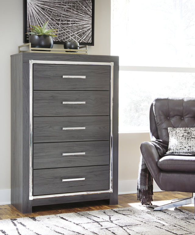 Furniture City Houma - Ashley Furniture - Lodanna Chest of Drawers - Five Drawer Chest / Gray - B214-46