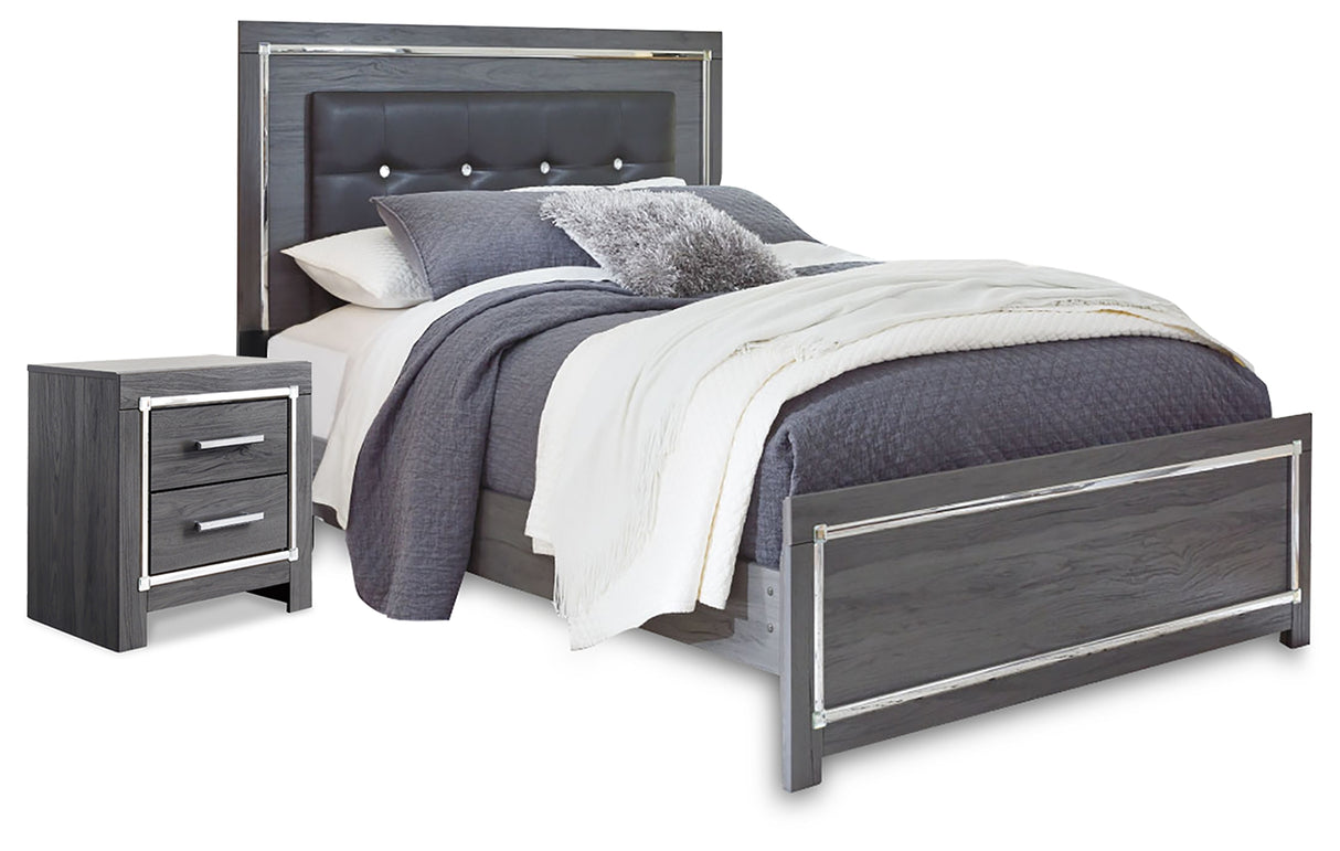 Furniture City Houma - Ashley Furniture - Lodanna Queen Panel Bed and Nightstand - Queen Panel Bed and Nightstand / Gray - B214B56