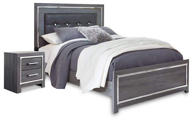 Furniture City Houma - Ashley Furniture - Lodanna Queen Panel Bed and Nightstand - Queen Panel Bed and Nightstand / Gray - B214B56