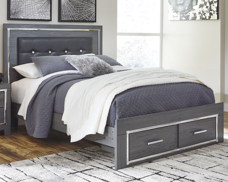 Furniture City Houma - Ashley Furniture - Lodanna Queen Panel Bed with 2 Storage Drawers - Queen Panel Bed with 2 Storage Drawers / Gray - B214B3