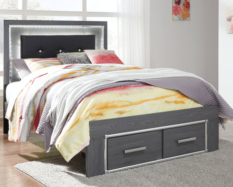 Furniture City Houma - Ashley Furniture - Lodanna Full Panel Bed with 2 Storage Drawers - Full Panel Bed with 2 Storage Drawers / Gray - B214B5
