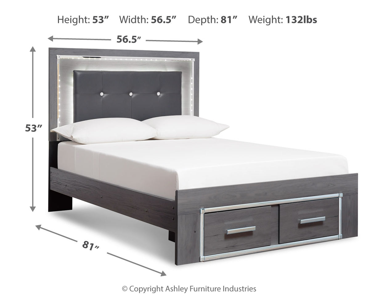 Lodanna Full Storage Bed, Dresser, Mirror, Chest and Nightstand