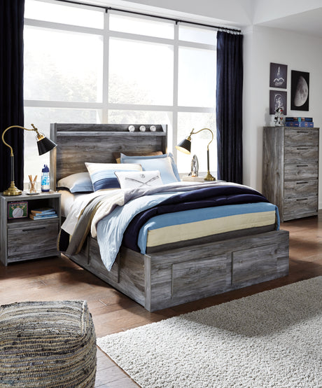 Furniture City Houma - Ashley Furniture - Baystorm Full Panel Bed with 6 Storage Drawers - Full Panel Bed with 6 Storage Drawers / Gray - B221B27