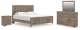 Rusticott King Panel Bed, Dresser, Mirror and Nightstand