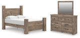 Rusticott Queen Poster Bed, Dresser and Mirror