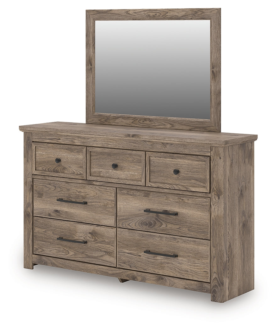 Rusticott Queen Panel Bed, Dresser and Mirror