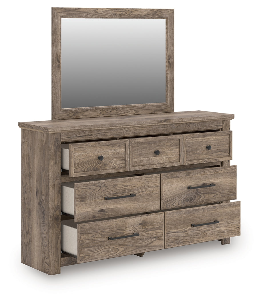 Rusticott King Poster Bed, Dresser, Mirror and Nightstand