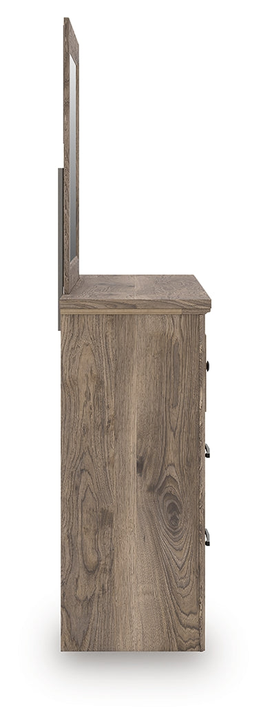 Rusticott King Panel Bed, Dresser, Mirror and Nightstand