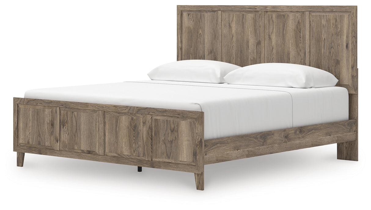 Rusticott King Panel Bed, Dresser, Mirror and Nightstand