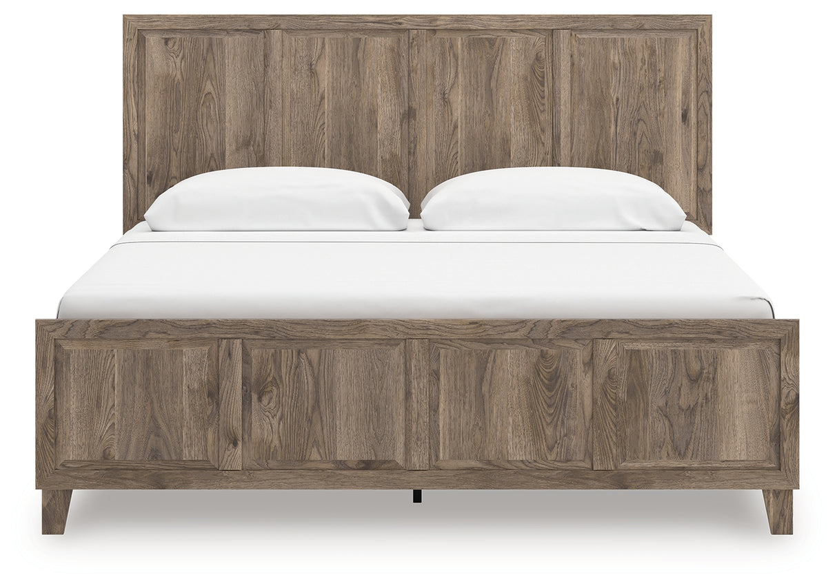 Rusticott King Panel Bed, Dresser, Mirror and Nightstand