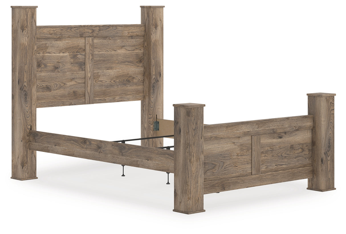 Furniture City Houma - Ashley Furniture - Rusticott Bedroom - Queen Poster Bed / Brown - PCB2260B4