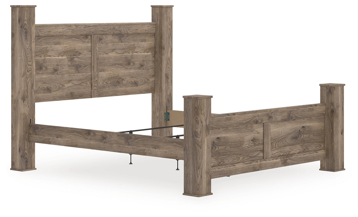 Furniture City Houma - Ashley Furniture - Rusticott Bedroom - King Poster Bed / Brown - PCB2260B7