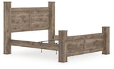 Rusticott King Poster Bed, Dresser, Mirror and Nightstand