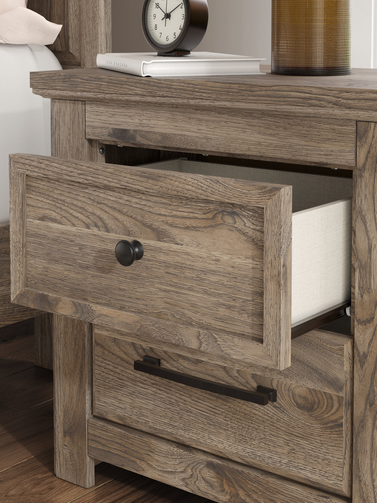 Rusticott King Poster Bed, Dresser, Mirror and Nightstand