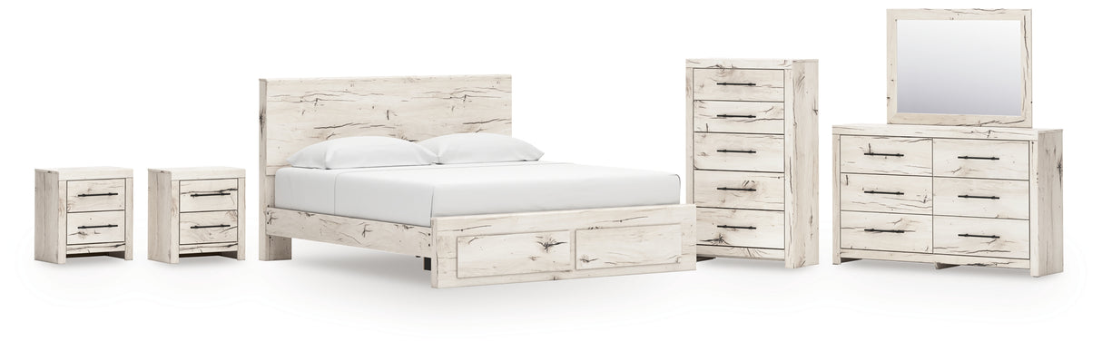 Furniture City Houma - Ashley Furniture - Lawroy King Panel Storage Bed, Dresser, Mirror, Chest and 2 Nightstands - King Panel Storage Bed, Dresser, Mirror, Chest and 2 Nightstands - B2310B45