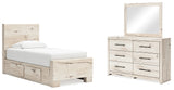 Furniture City Houma - Ashley Furniture - Lawroy Twin Panel Bed with Storage, Dresser and Mirror - Twin Panel Bed with Storage, Dresser and Mirror - B2310B36