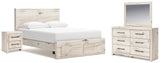 Lawroy Queen Storage Bed, Dresser, Mirror, Nightstand