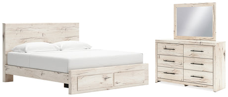 Furniture City Houma - Ashley Furniture - Lawroy King Panel Storage Bed, Dresser and Mirror - King Panel Storage Bed, Dresser and Mirror - B2310B35