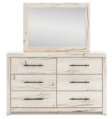 Lawroy King Panel Bed with Storage, Dresser and Mirror