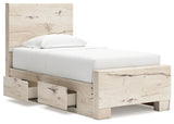Lawroy Twin Panel Bed with Storage and Nightstand