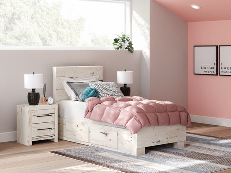 Furniture City Houma - Ashley Furniture - Lawroy Twin Panel Bed with Storage - Twin Panel Bed with Storage / Light Natural - B2310B23