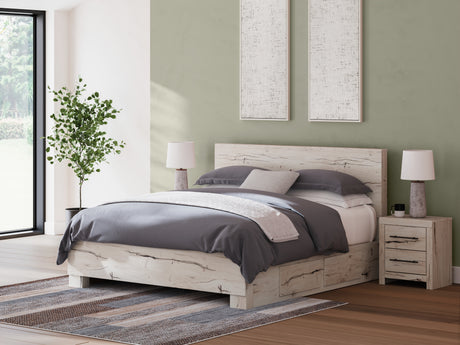 Furniture City Houma - Ashley Furniture - Lawroy King Panel Bed with Storage - King Panel Bed with Storage / Light Natural - B2310B13