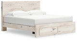 Lawroy King Panel Storage Bed, Dresser, Mirror and Nightstand