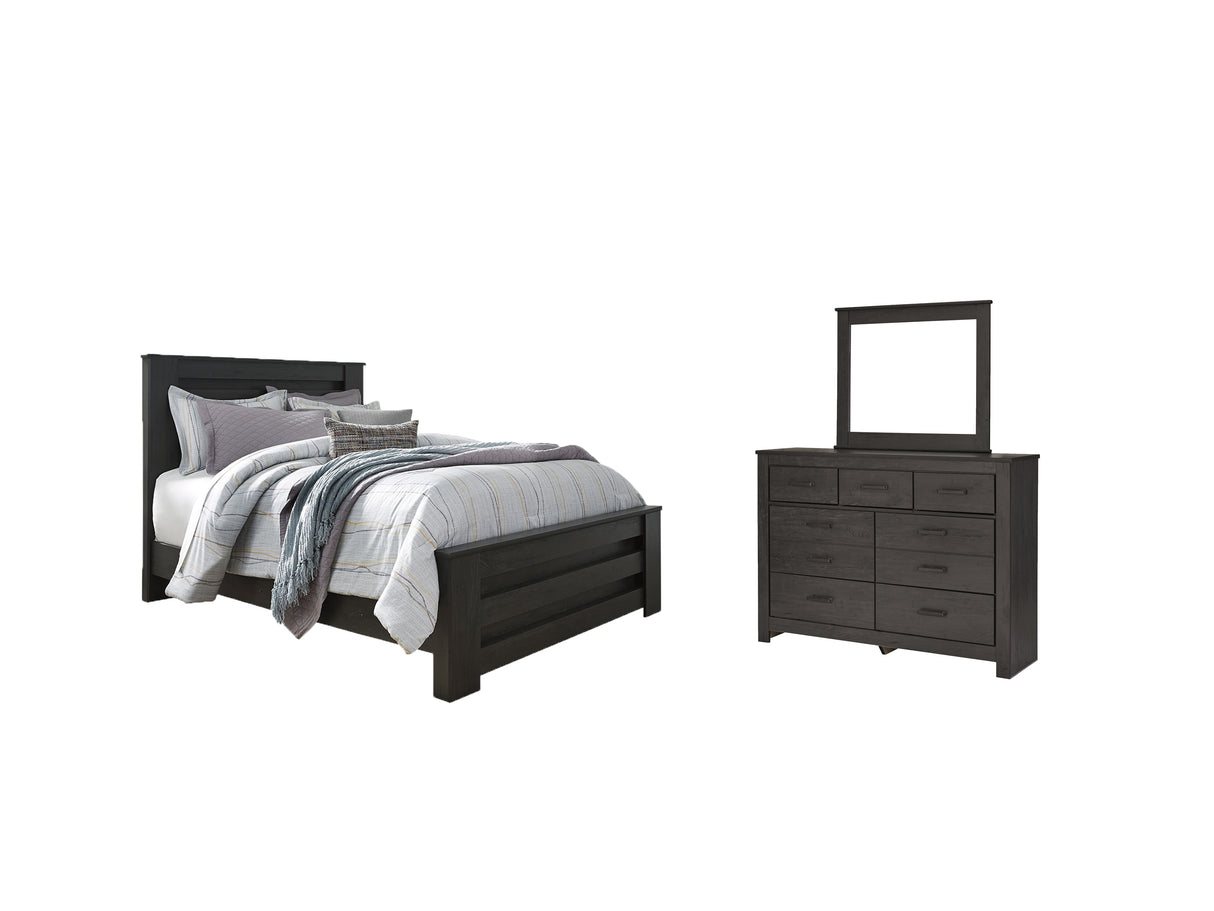 Furniture City Houma - Ashley Furniture - Brinxton Queen Panel Bed - Queen Panel Bed, Dresser and Mirror / Charcoal - B249B3