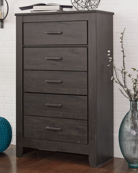 Furniture City Houma - Ashley Furniture - Brinxton Chest of Drawers - Five Drawer Chest / Charcoal - B249-46