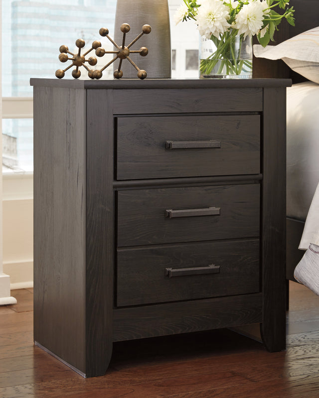 Furniture City Houma - Ashley Furniture - Brinxton Nightstand - Two Drawer Night Stand / Charcoal - B249-92