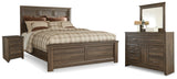 Furniture City Houma - Ashley Furniture - Juararo Queen Panel Bed - Queen Panel Bed, Dresser, Mirror and Nightstand / Dark Brown - B251B23