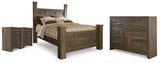 Furniture City Houma - Ashley Furniture - Juararo Queen Poster Bed, Dresser and 2 Nightstands - Queen Poster Bed, Dresser and 2 Nightstands - B251B48